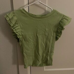 Zara Green Ruffle Sleeve Blouse